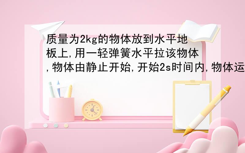 质量为2kg的物体放到水平地板上,用一轻弹簧水平拉该物体,物体由静止开始,开始2s时间内,物体运动2m位移,此过程中弹簧始终保持伸长3cm,已知弹簧的劲度系数为k=100N/m.求:物体和地板间的动摩