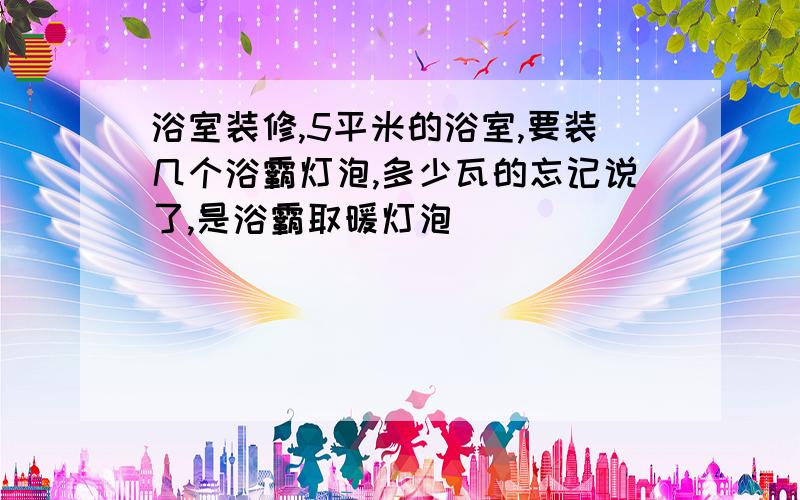 浴室装修,5平米的浴室,要装几个浴霸灯泡,多少瓦的忘记说了,是浴霸取暖灯泡