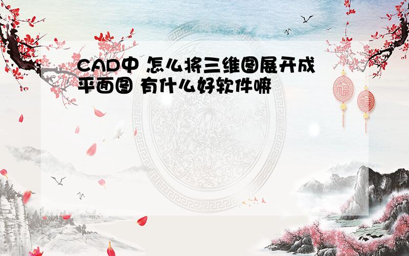 CAD中 怎么将三维图展开成平面图 有什么好软件嘛