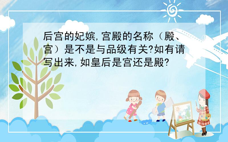 后宫的妃嫔,宫殿的名称（殿、宫）是不是与品级有关?如有请写出来,如皇后是宫还是殿?