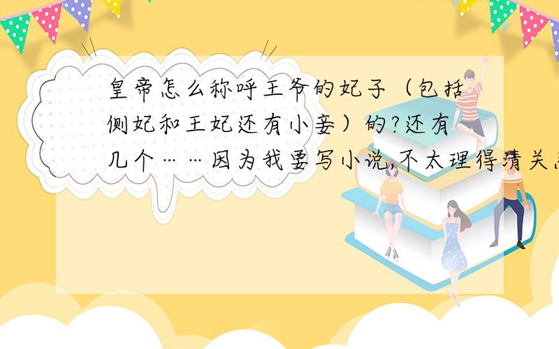 皇帝怎么称呼王爷的妃子（包括侧妃和王妃还有小妾）的?还有几个……因为我要写小说,不太理得清关系,皇帝的侄女是啥职位（想不到什么词了,意思就是 是公主、郡主、还是什么）?谢谢那