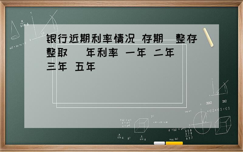 银行近期利率情况 存期（整存整取） 年利率 一年 二年 三年 五年