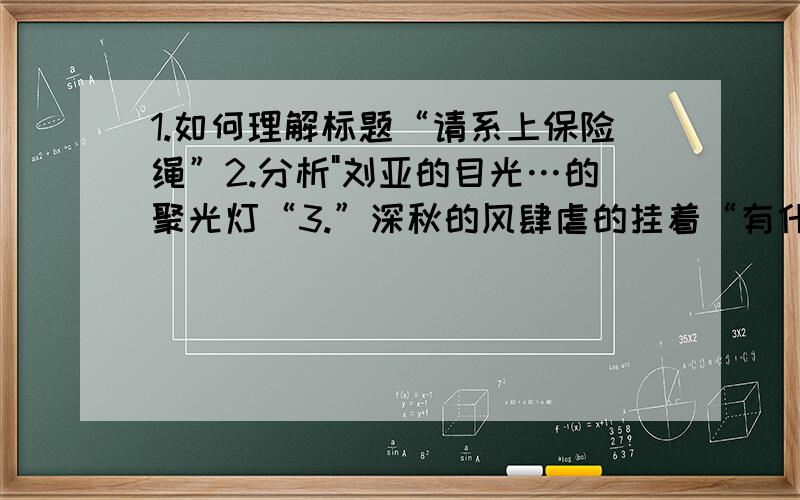 1.如何理解标题“请系上保险绳”2.分析