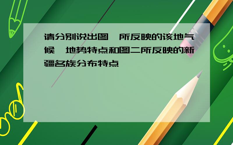 请分别说出图一所反映的该地气候,地势特点和图二所反映的新疆名族分布特点