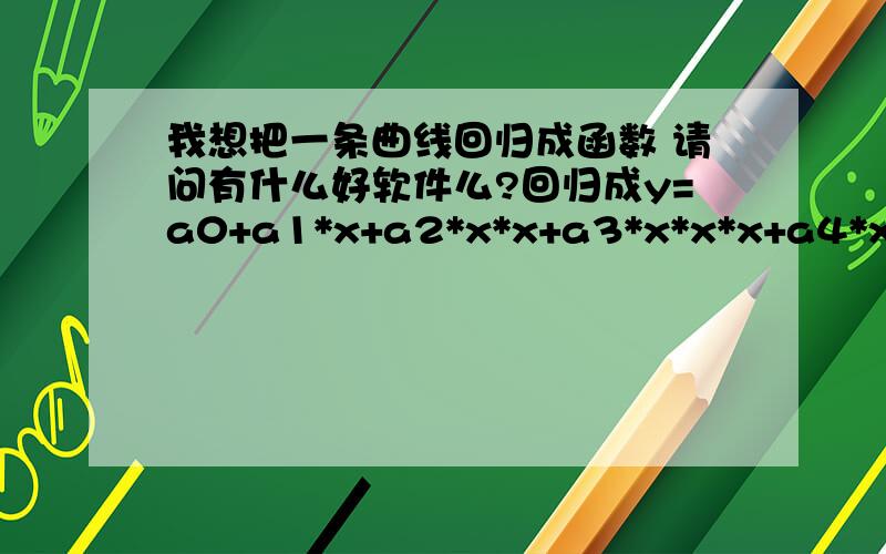 我想把一条曲线回归成函数 请问有什么好软件么?回归成y=a0+a1*x+a2*x*x+a3*x*x*x+a4*x*x*x*x这样的形式谁有好软件 或者是帮我回归也可以x=0 ,50 ,100 ,150 ,200 ,250 ,300,350,400,450,500,550,600y=1094,1100,1088,1076,1