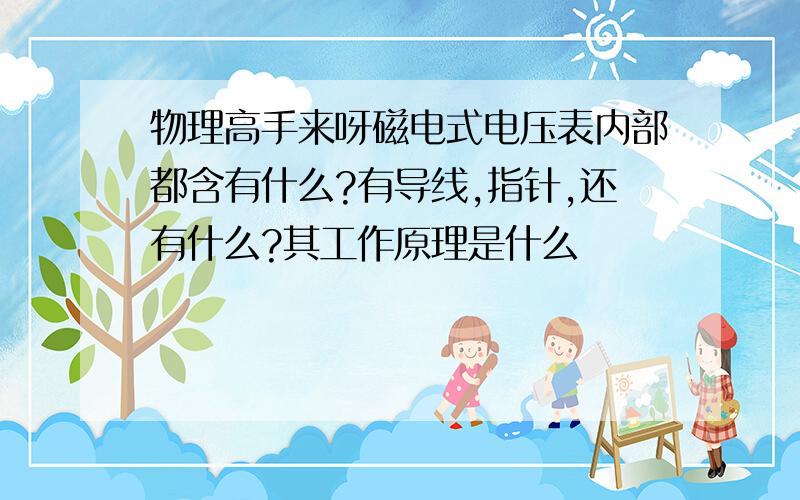 物理高手来呀磁电式电压表内部都含有什么?有导线,指针,还有什么?其工作原理是什么