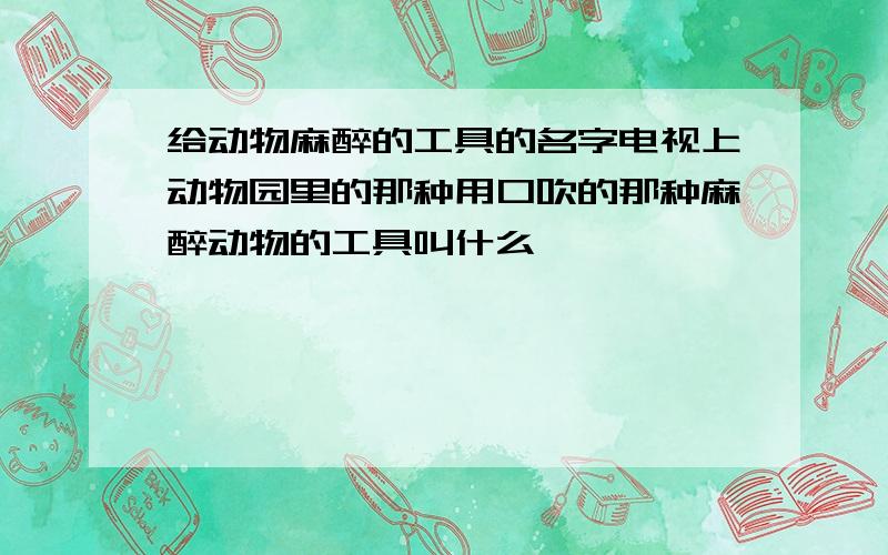 给动物麻醉的工具的名字电视上动物园里的那种用口吹的那种麻醉动物的工具叫什么