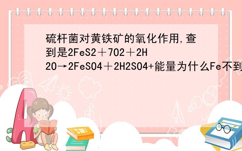 硫杆菌对黄铁矿的氧化作用,查到是2FeS2＋7O2＋2H2O→2FeSO4＋2H2SO4+能量为什么Fe不到+3价?实验室里存放硫酸亚铁是加铁粉的，细胞内氧气浓度能保证有氧呼吸