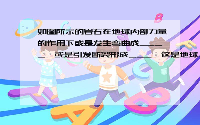 如图所示的岩石在地球内部力量的作用下或是发生弯曲成____,或是引发断裂形成___,这是地球上形成___和___的重要原因