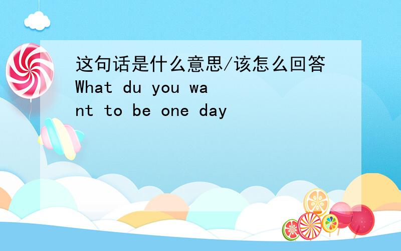 这句话是什么意思/该怎么回答What du you want to be one day