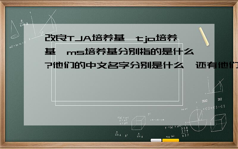 改良TJA培养基、tja培养基、ms培养基分别指的是什么?他们的中文名字分别是什么,还有他们都是半固体培养基吗?如不是的话是什么培养基?