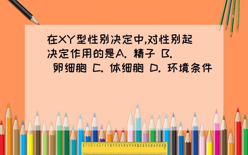 在XY型性别决定中,对性别起决定作用的是A. 精子 B. 卵细胞 C. 体细胞 D. 环境条件