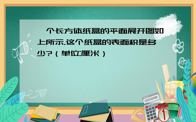 一个长方体纸盒的平面展开图如上所示.这个纸盒的表面积是多少?（单位:厘米）