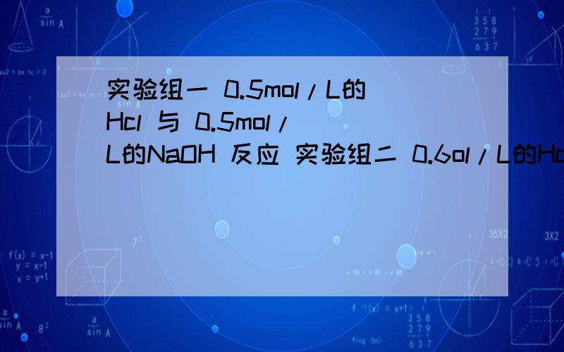 实验组一 0.5mol/L的Hcl 与 0.5mol/ L的NaOH 反应 实验组二 0.6ol/L的Hcl 与 0.5mol/ L的NaOH 反应 问 中和热是否相同 反应热是否相同 不同的大小为怎么样 求原理 我知道中和热相同 我是想问为什么反应