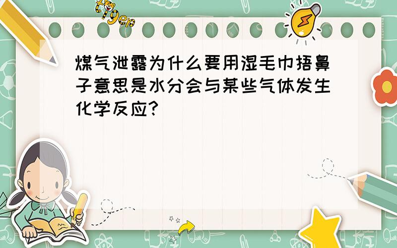 煤气泄露为什么要用湿毛巾捂鼻子意思是水分会与某些气体发生化学反应?