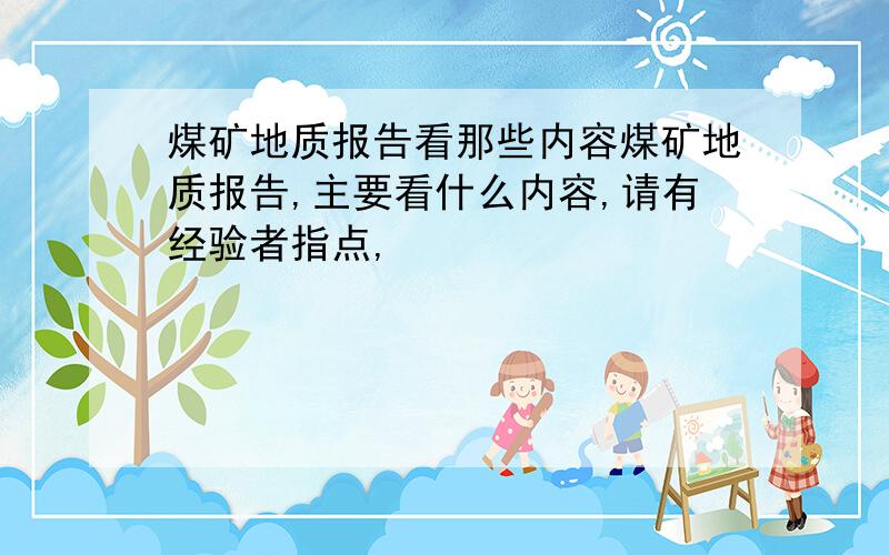 煤矿地质报告看那些内容煤矿地质报告,主要看什么内容,请有经验者指点,