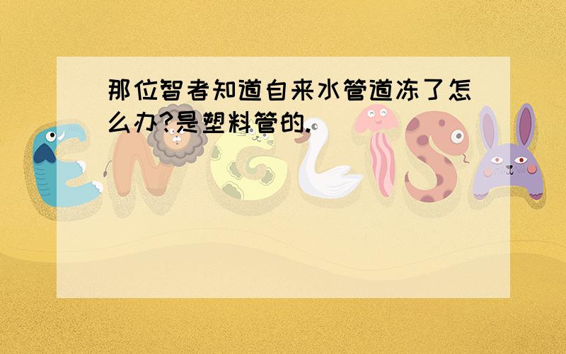 那位智者知道自来水管道冻了怎么办?是塑料管的.