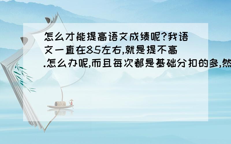 怎么才能提高语文成绩呢?我语文一直在85左右,就是提不高.怎么办呢,而且每次都是基础分扣的多,然后是作文,帮帮me吧