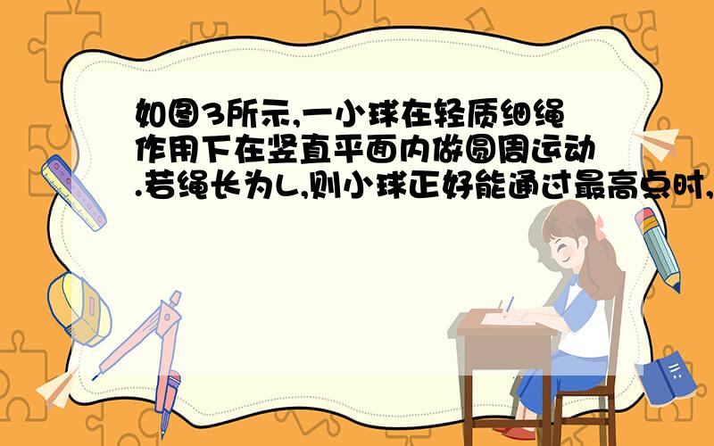 如图3所示,一小球在轻质细绳作用下在竖直平面内做圆周运动.若绳长为L,则小球正好能通过最高点时,求：