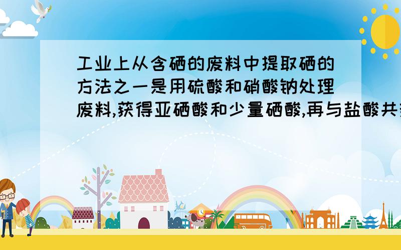 工业上从含硒的废料中提取硒的方法之一是用硫酸和硝酸钠处理废料,获得亚硒酸和少量硒酸,再与盐酸共热,硒酸被转化为亚硒酸,通SO2于亚硒酸溶液中,单质硒即析出.据此,下列叙述正确的是：