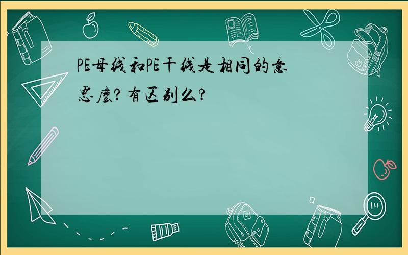 PE母线和PE干线是相同的意思麽?有区别么?