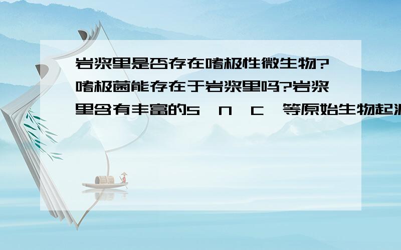 岩浆里是否存在嗜极性微生物?嗜极菌能存在于岩浆里吗?岩浆里含有丰富的S,N,C,等原始生物起源所需要的元素.原始生物在极端环境下产生,那么有没有可能在岩浆中就诞生了呢?哪位学者能提