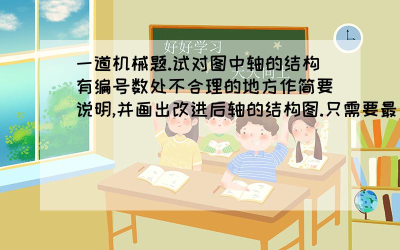 一道机械题.试对图中轴的结构有编号数处不合理的地方作简要说明,并画出改进后轴的结构图.只需要最后一个圈内的错误错在哪里了（不包括倒角哦~