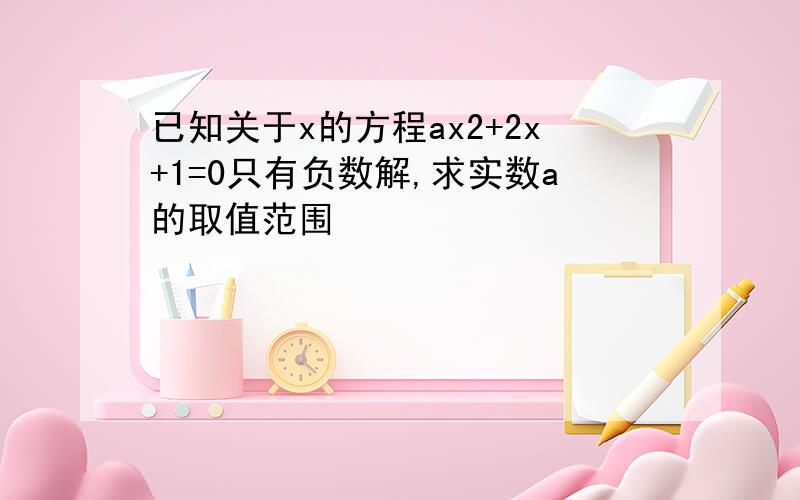 已知关于x的方程ax2+2x+1=0只有负数解,求实数a的取值范围