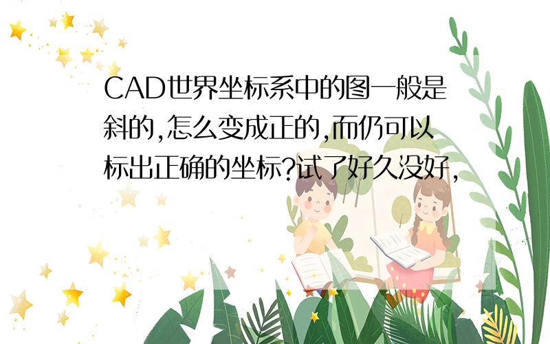 CAD世界坐标系中的图一般是斜的,怎么变成正的,而仍可以标出正确的坐标?试了好久没好,