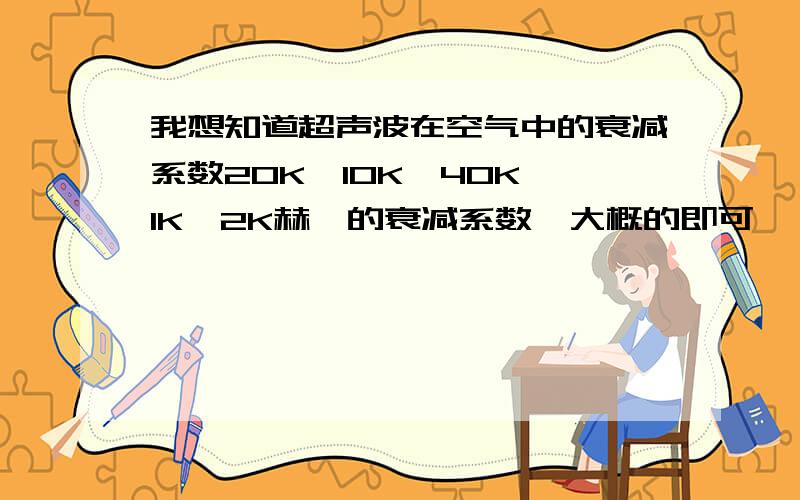 我想知道超声波在空气中的衰减系数20K,10K,40K,1K,2K赫兹的衰减系数,大概的即可