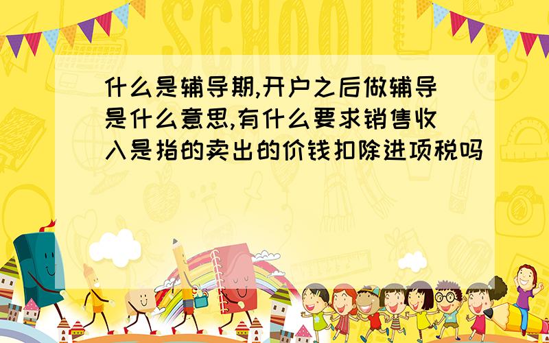 什么是辅导期,开户之后做辅导是什么意思,有什么要求销售收入是指的卖出的价钱扣除进项税吗