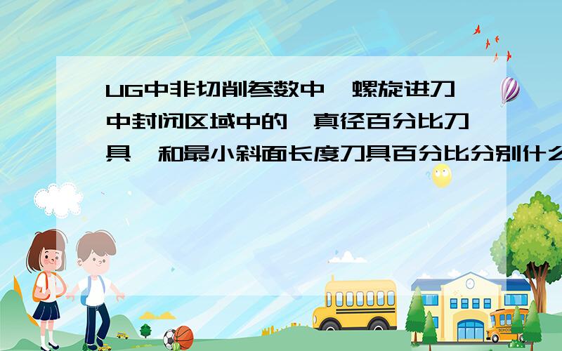 UG中非切削参数中,螺旋进刀中封闭区域中的,真径百分比刀具,和最小斜面长度刀具百分比分别什么意思?该怎么设置?