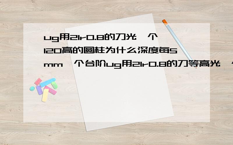 ug用21r0.8的刀光一个120高的圆柱为什么深度每5mm一个台阶ug用21r0.8的刀等高光一个120高的圆柱为什么深度每5mm一个台阶,像竹竿一样一节一节的,圆柱斜度3度.内外公差0.01,下刀量0.1,进给2000,转速