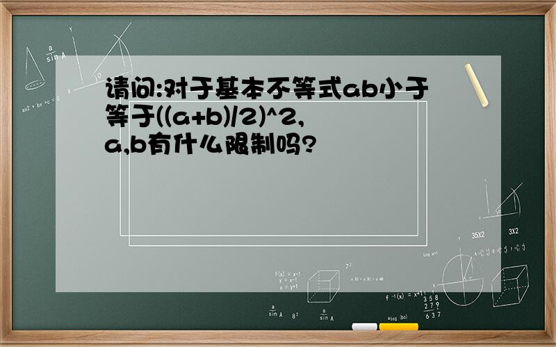 请问:对于基本不等式ab小于等于((a+b)/2)^2,a,b有什么限制吗?