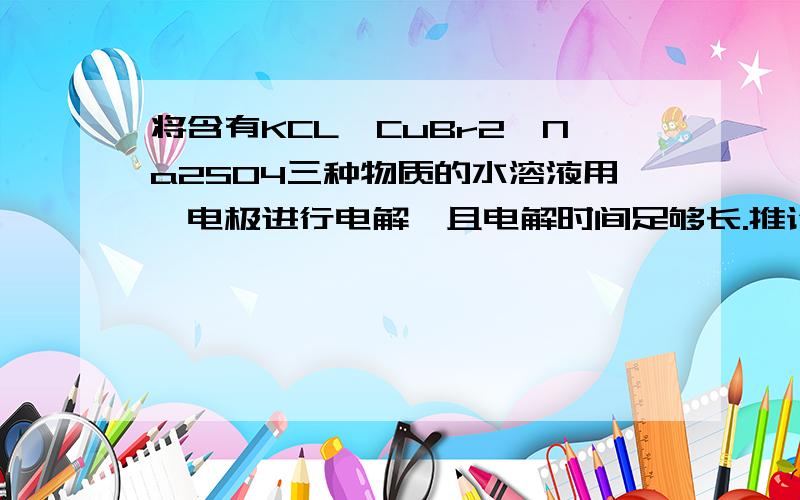 将含有KCL、CuBr2、Na2SO4三种物质的水溶液用铂电极进行电解,且电解时间足够长.推论中 电解质溶液为无色 是对的.不理解.Br-离子不是被电解后形成溴溶于水显紫色吗?怎么会无色呢?