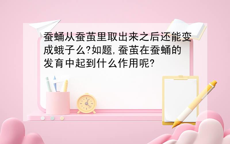 蚕蛹从蚕茧里取出来之后还能变成蛾子么?如题,蚕茧在蚕蛹的发育中起到什么作用呢?