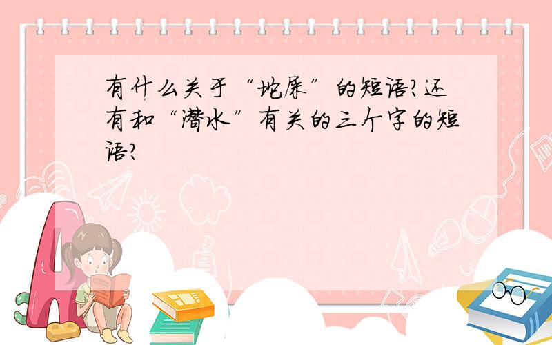 有什么关于“坨屎”的短语?还有和“潜水”有关的三个字的短语?