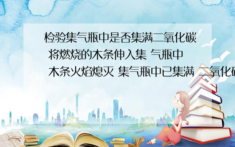 检验集气瓶中是否集满二氧化碳 将燃烧的木条伸入集 气瓶中 木条火焰熄灭 集气瓶中已集满 二氧化碳二氧化碳.为什么不对?