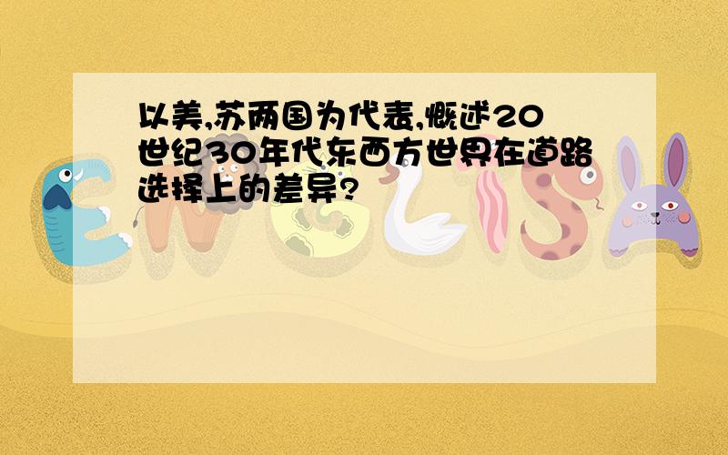 以美,苏两国为代表,慨述20世纪30年代东西方世界在道路选择上的差异?