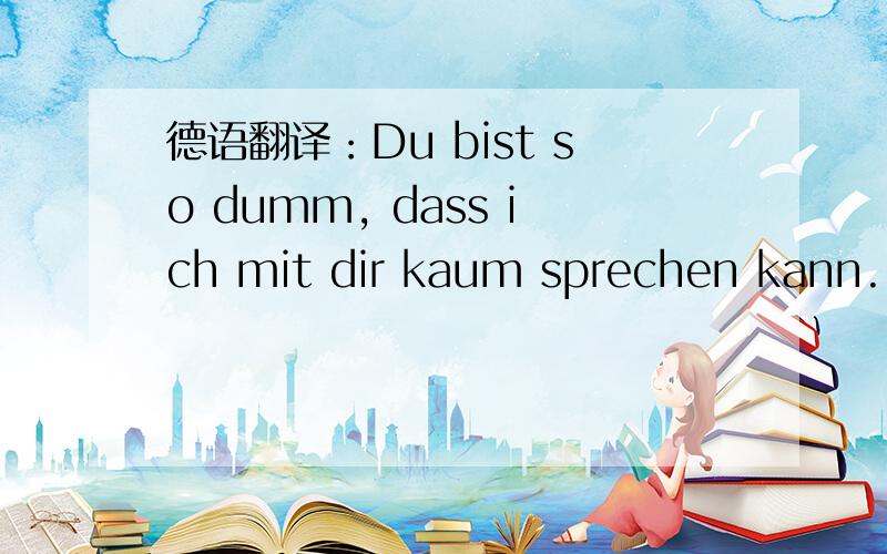 德语翻译：Du bist so dumm, dass ich mit dir kaum sprechen kann. Schade!Du bist so dumm, dass ich mit dir kaum sprechen kann. Schade!什么意思