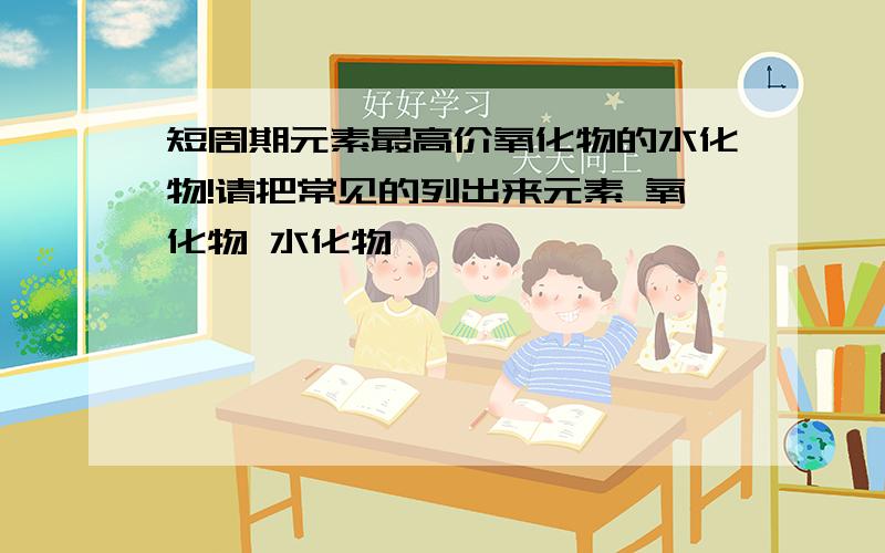 短周期元素最高价氧化物的水化物!请把常见的列出来元素 氧化物 水化物