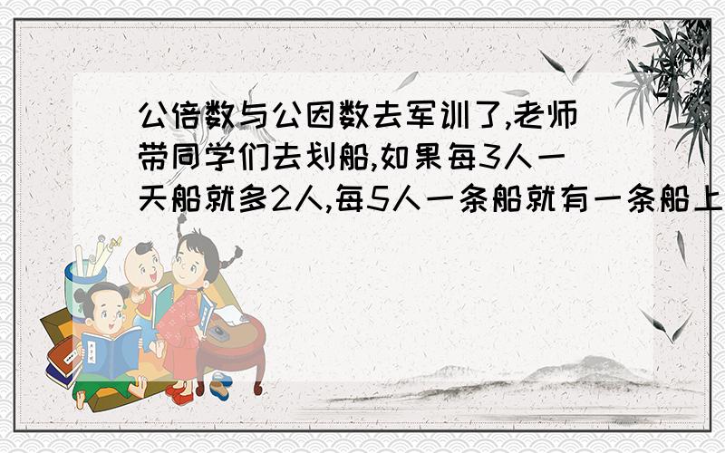 公倍数与公因数去军训了,老师带同学们去划船,如果每3人一天船就多2人,每5人一条船就有一条船上少3人,每7人一条船还是多2人.至少有几人?