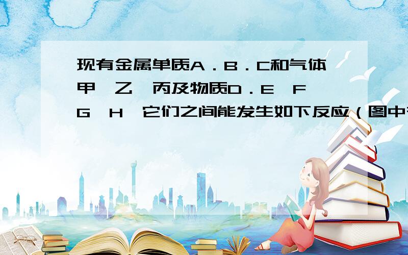 现有金属单质A．B．C和气体甲、乙、丙及物质D．E、F、G、H,它们之间能发生如下反应（图中有些反应的产物和反应的条件没有全部标出）. 物质E的名称为      ,H的化学式为写出单质C与乙反应