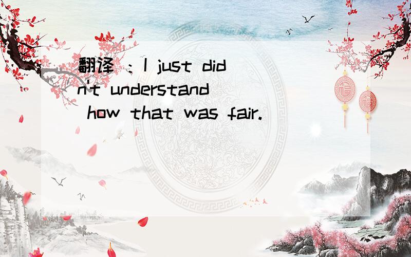 翻译 ：I just didn't understand how that was fair.