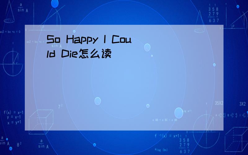 So Happy I Could Die怎么读