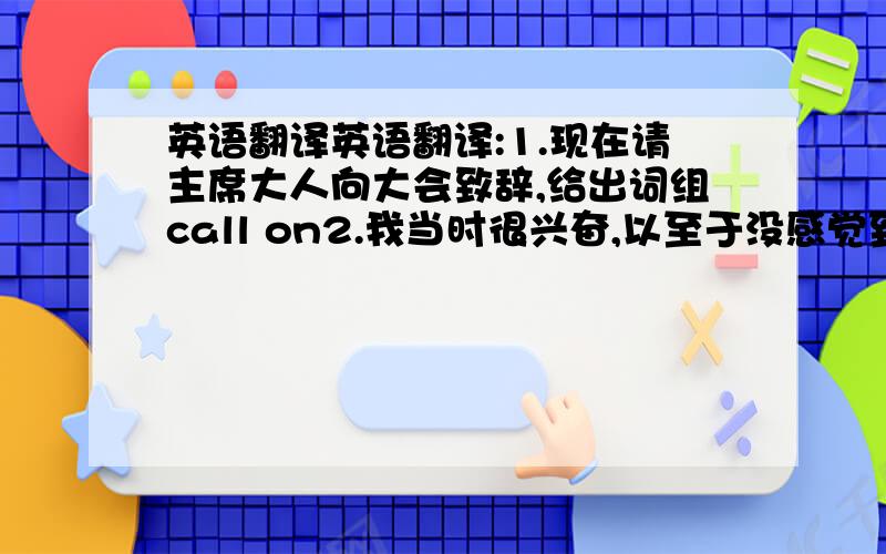 英语翻译英语翻译:1.现在请主席大人向大会致辞,给出词组call on2.我当时很兴奋,以至于没感觉到冷,给出词组so that