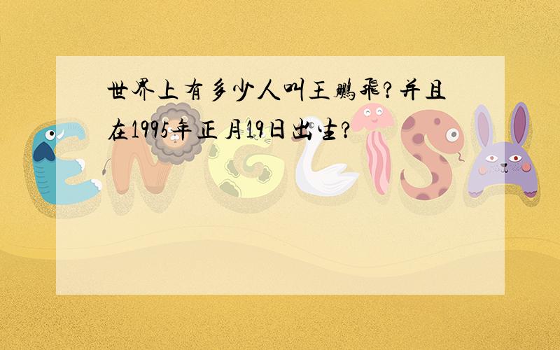 世界上有多少人叫王鹏飞?并且在1995年正月19日出生?