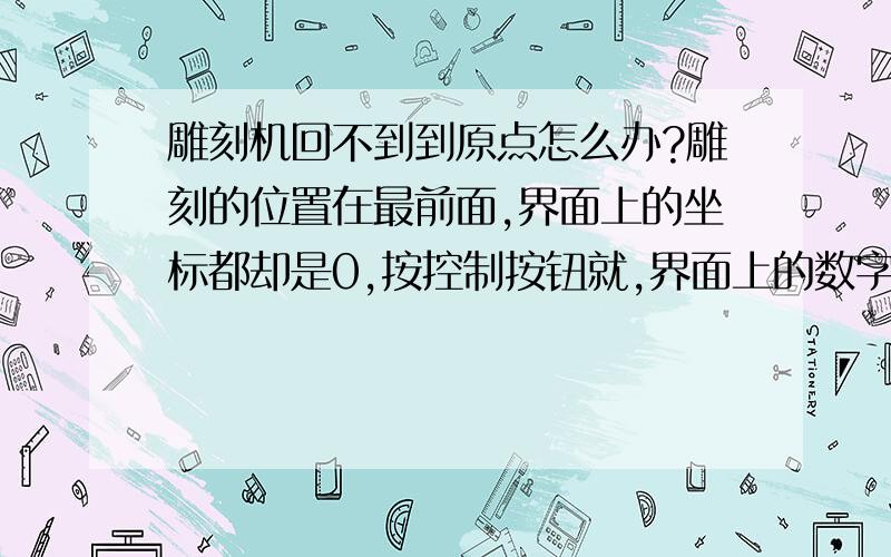 雕刻机回不到到原点怎么办?雕刻的位置在最前面,界面上的坐标都却是0,按控制按钮就,界面上的数字会动,雕刻机却不动,怎么办呢?