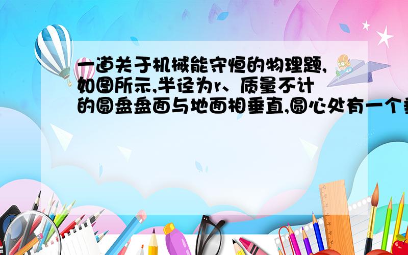 一道关于机械能守恒的物理题,如图所示,半径为r、质量不计的圆盘盘面与地面相垂直,圆心处有一个垂直盘面的光滑水平固定轴O,在盘的最右边缘固定有一个质量为m的小球A,在O点的正下方离O