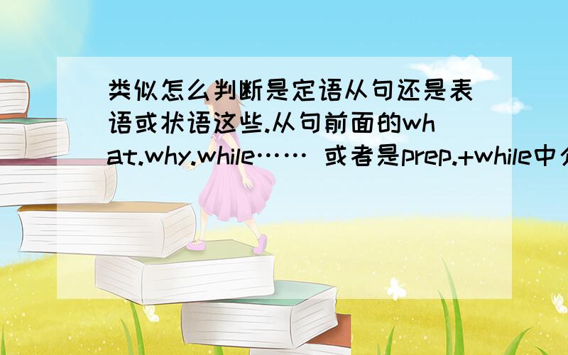 类似怎么判断是定语从句还是表语或状语这些.从句前面的what.why.while…… 或者是prep.+while中介词应该怎样判断.